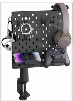 T) PEGZONE Headphone Controller Holder, Gaming Organizer for Desk, 2Pcs,Black Modular Desk Controller Stand with Cable Hooks$5