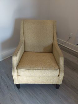 Yellow Patterned Upholstered Accent Chair