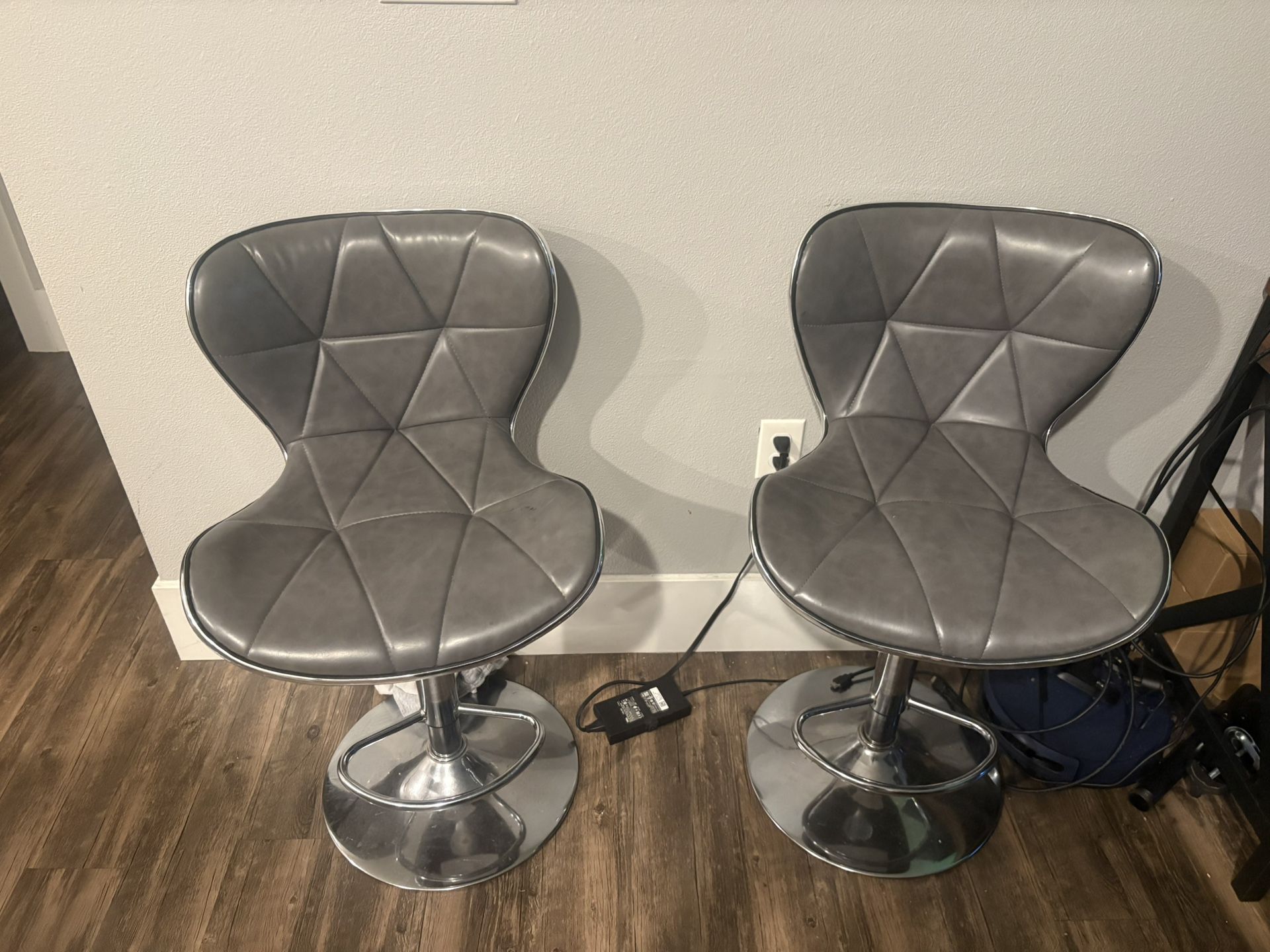 2 Silver Bar Stool Chairs