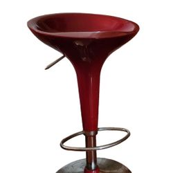 Bar Stool/Chair Chrome Footstool/Adjustable Rotating Gas Lift Red Plastic Bar Stool