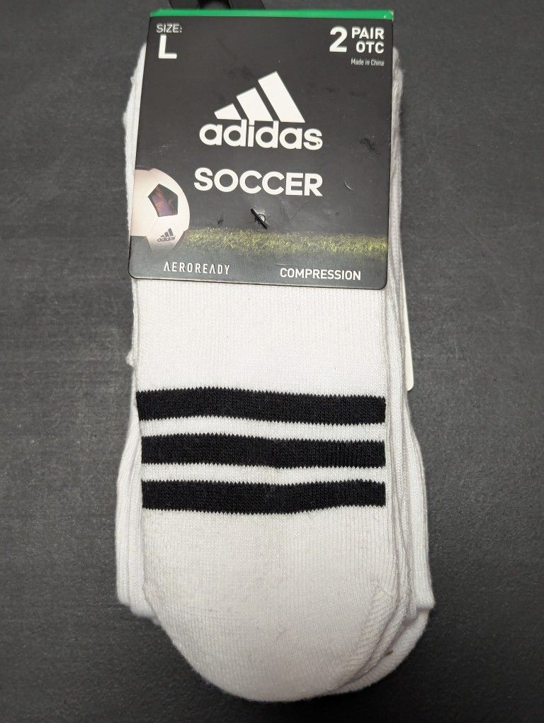 Adidas Soccer Aeroready Compression Socks 2 Pack OTC White Size Large