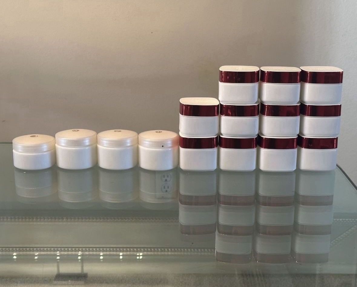 Lot 20 White Milk Glass Cream Lotion Jars With Lids Container Art Craft Candle Holder