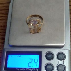 14KT SOLID GOLD "R" INITIAL RING