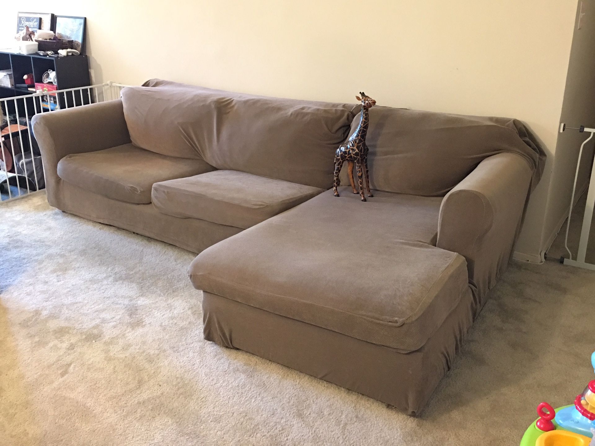 Two piece sectional couch with covers