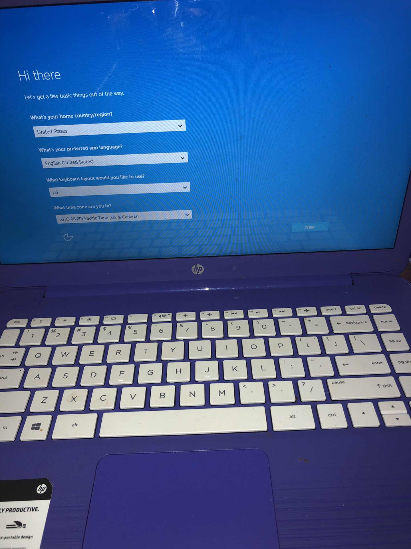 HP laptop 14 in screen