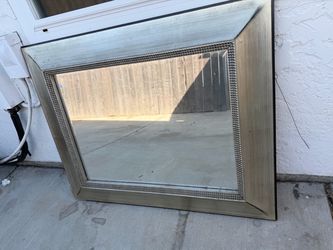 Large Silver Framed Wall Mirror