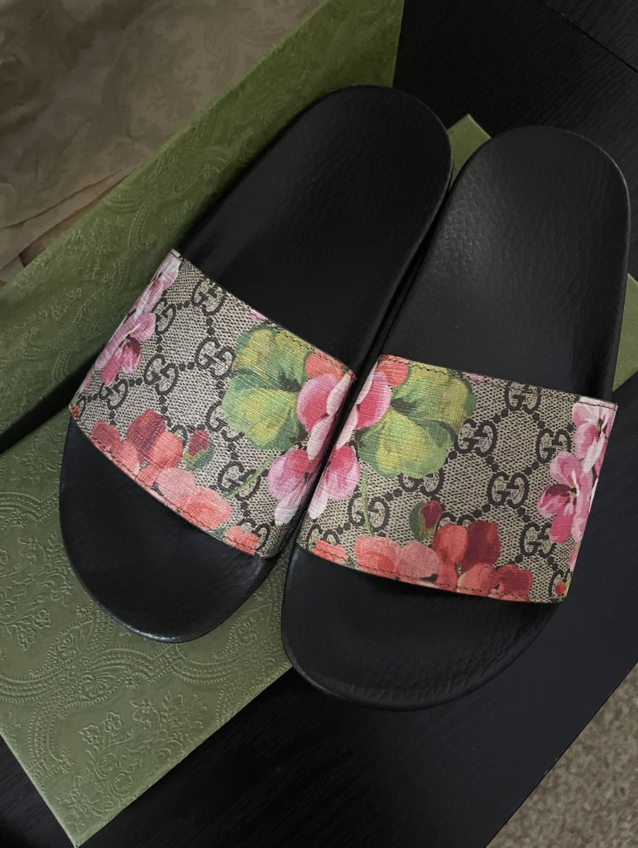 GG Blooms Supreme Floral Slide Sandals 