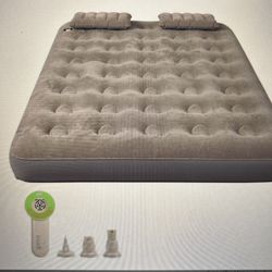 Camping Air Mattress With Pillow Full Size New 
