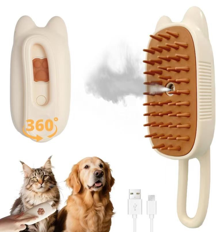 4 in 1 Cat Steam Brush Rechargeable Anti-Static Pet Spray Hair Removal Comb for Shedding and Grooming Multi-functional Pet Massage Brushes for Cats Do