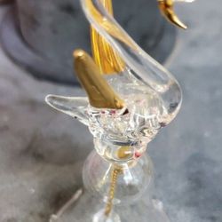 14k Plated Crystal Swan Bell Figurine 