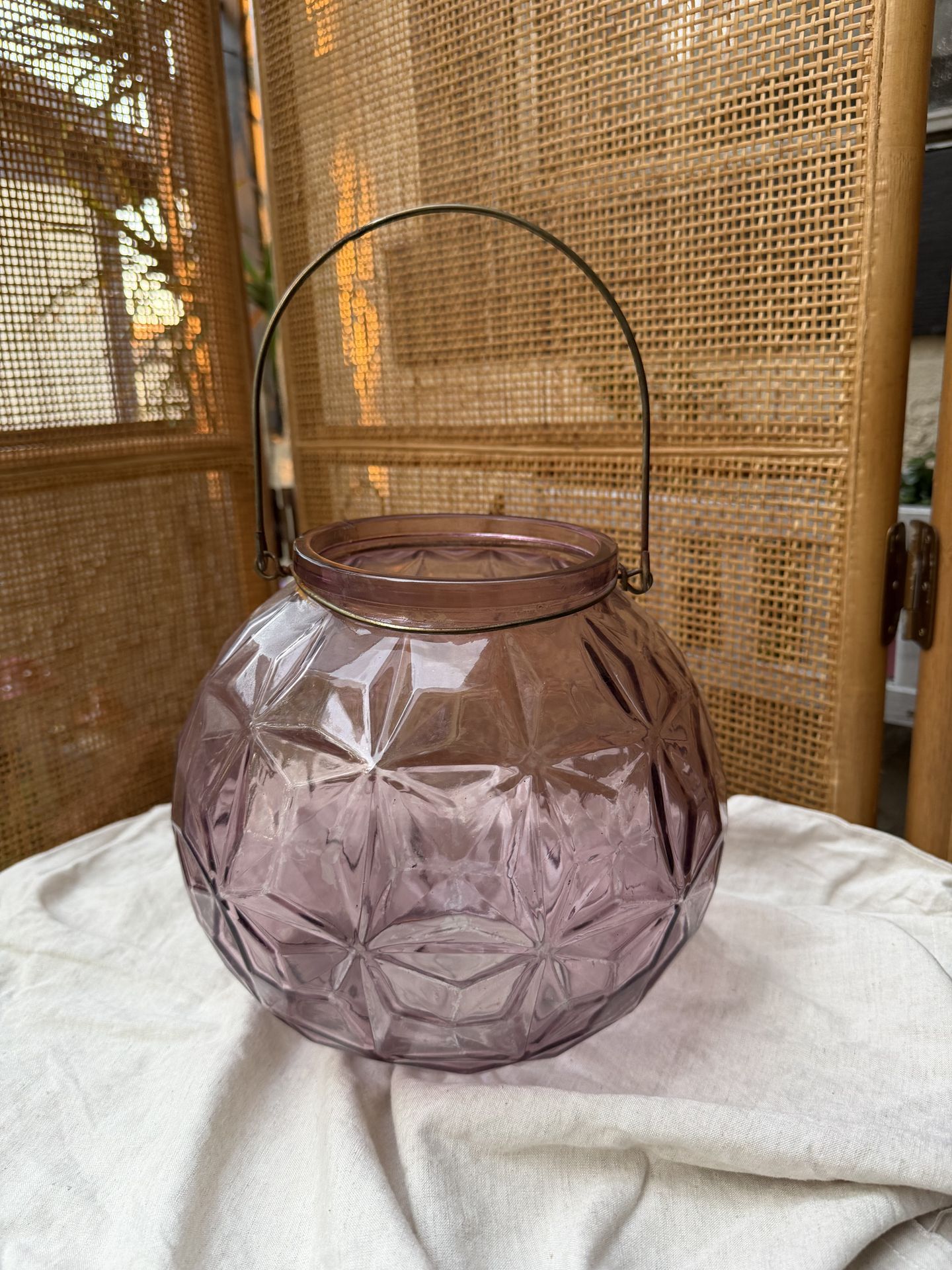 Purple Glass Faceted Lantern