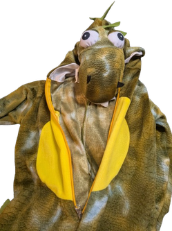 Rubie's Dragon Costume Toddler 3T-4T Green Yellow Hooded Jumpsuit Halloween