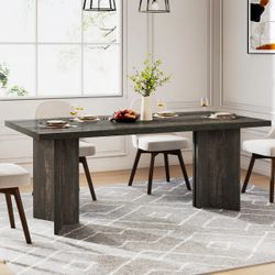 63" Dining Table, Farmhouse Kitchen Table with Large Tabletop for 4-