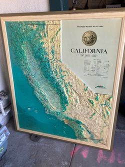 Vintage Raised Relief Map of California