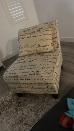 French Script Accent Chair with Pillow