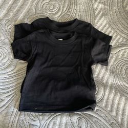 Set of 2 Black T-Shirts For 3-6 Month Baby
