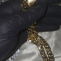 Gold MOISSANITE Chain And Bracelet Combo