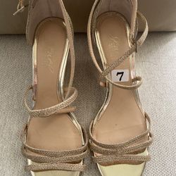 Rose Gold Badgley Mischka Wedge Sparke Scrappy Shoes Wedding Formal