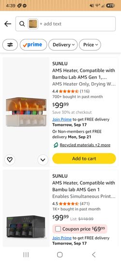 SUNLU AMS Heater is a 3D printing-mate compatible with Bambu Lab AMS Gen 1. This device is designed for drying filament and enables simultaneous print