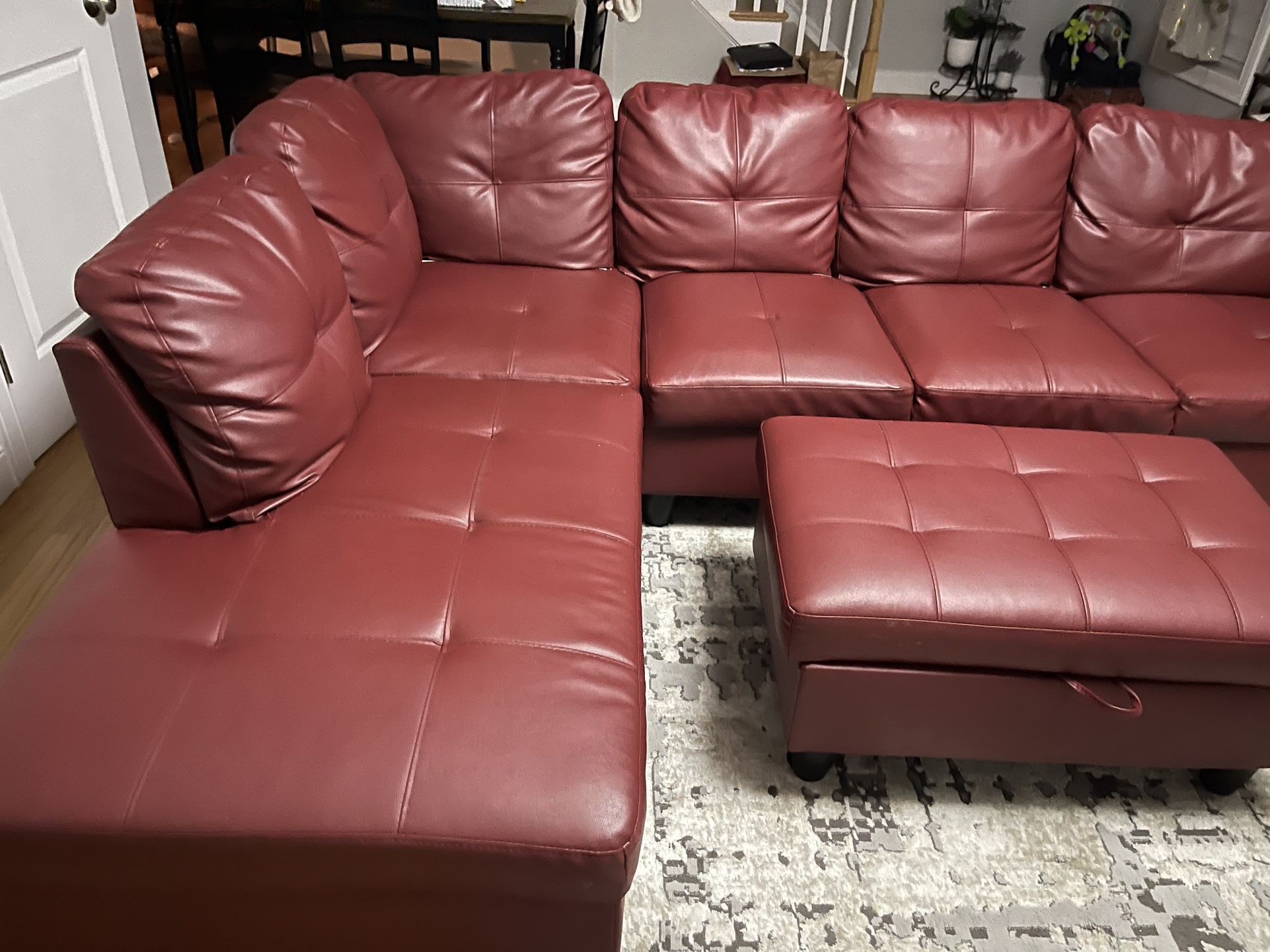 Burgundy Sectional Couch (leather)