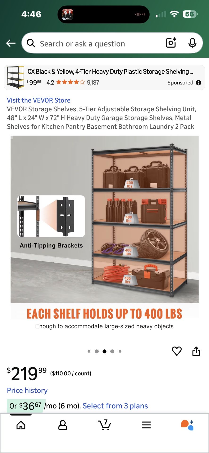 New large solid metal shelving unit with five shelves 2‘ x 4‘ x 6‘