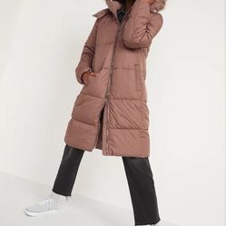 Frost-Free Long Hooded Puffer Jacket coat for Women - Old Navyu