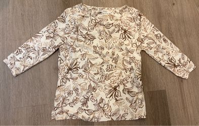 Women’s Emily Daniels Brown Floral print Blouse Size Petite Small PS #floral #blouse