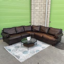 *Free Delivery* Brown Bernhardt Leather Sectional Couch Sofa