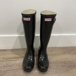 Hunter tall Womens Garden Rain Boots Black Sz US 6 36 