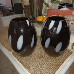 Hand Blown Polish Glass Vases.  12"x8"