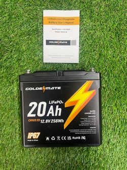 GoldenMate 12V 20Ah IP67 Waterproof LiFePO4 Lithium Battery