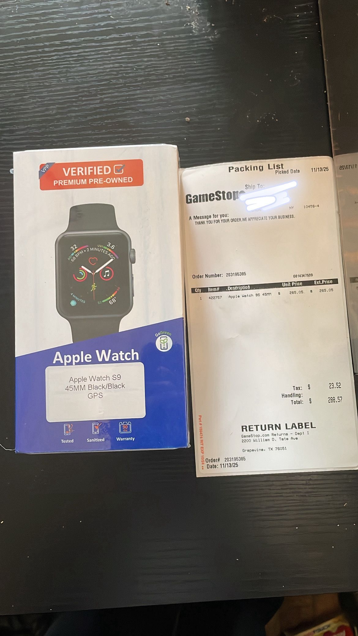 Apple Series 9 45mm Wi-Fi(A2980) Aluminum Case with Black Sport Band - Premium refurbished