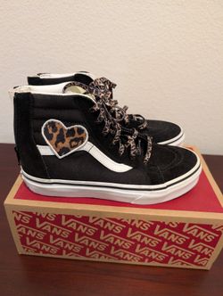 Vans Sk8-Hi Zip Leopard Fur Heart/Black Kids 3.0