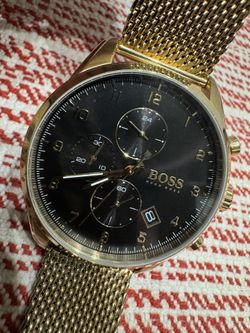 Mens Wristwatch HUGO BOSS SKY MASTER Chrono Steel Golden Mesh