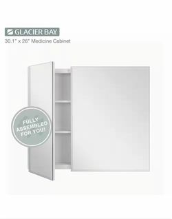 Glacier Bay 30 in. W x 26 in. H Rectangular Wood Composite Medicine Cabinet with Mirror