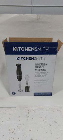 NEW Kitchen Smith Immersion Blender With Whisk Black PUREE BLEND MIX & WHIP