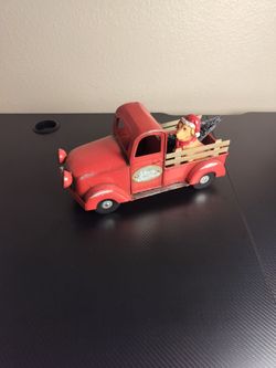 Red Metal Christmas Truck Decoration