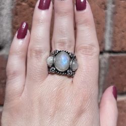 Rainbow Moonstone Ring 