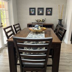 Beautiful Counter Height Extendable Dining Table  Set with Counter Height Buffet  