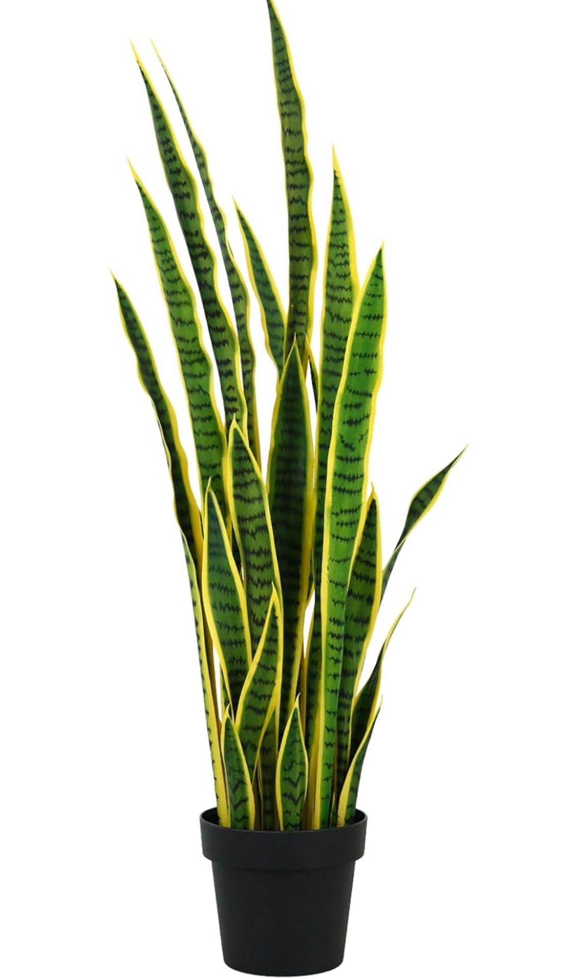 TDIAOL 4FT Artificial Snake Plant - Faux Sansevieria Plants with 8inch Pot, Realistic PE Leaves (Green & Yellow) - Fake Plant BRAND NEW