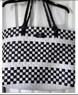 Kate Spade Black and White Woven Tote Bag