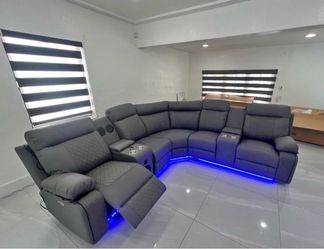 Gray Reclining Sectional Sofa with LED Lights- Finance available