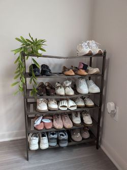 Set of 2 Stackable Storage Shelves – $20 in total  (Moving Sale) Includes a free heavy duty steel shelf