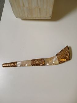 Antique parasol gold tone Mother of pearl handle