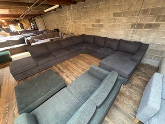 Extra Large Charcoal Gray Wraparound Sectional with Chaise – Deep Comfy Seating (WE DELIVER)