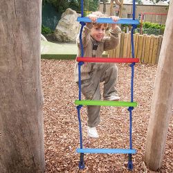 Climbing Rope Ladder for Kids with Ground Anchoring, 6.7FT Rope Ladder for Treehouse, Polyester Ninja Slackline Ladder, Indoor Playset and Outdoor