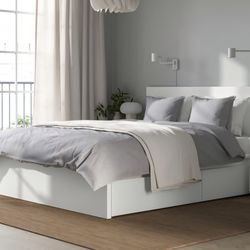 MALM
High bed frame/2 storage boxes, white, Full