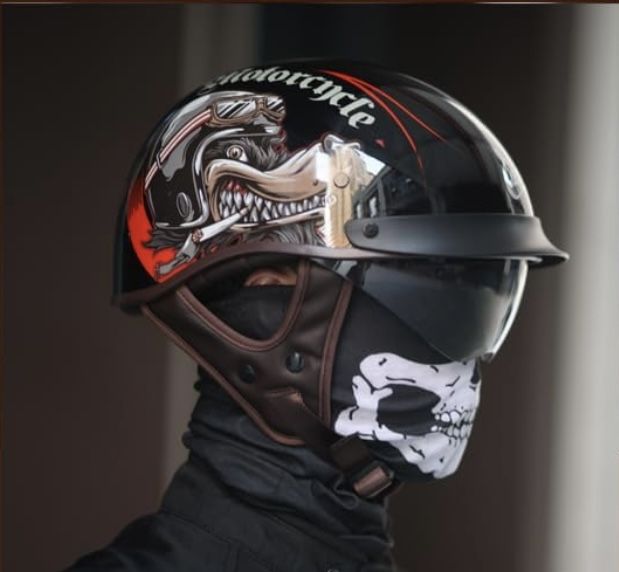German Motorcycle Half Helmet Visor Quick Release Dot Approved Helmet