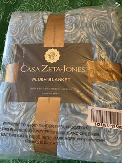 Casa Zeta Jones / Berkshire teal Blue Rose Twin Blankets