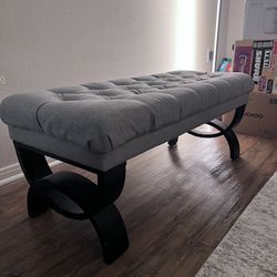 Gray Ottoman / Bench with black finish